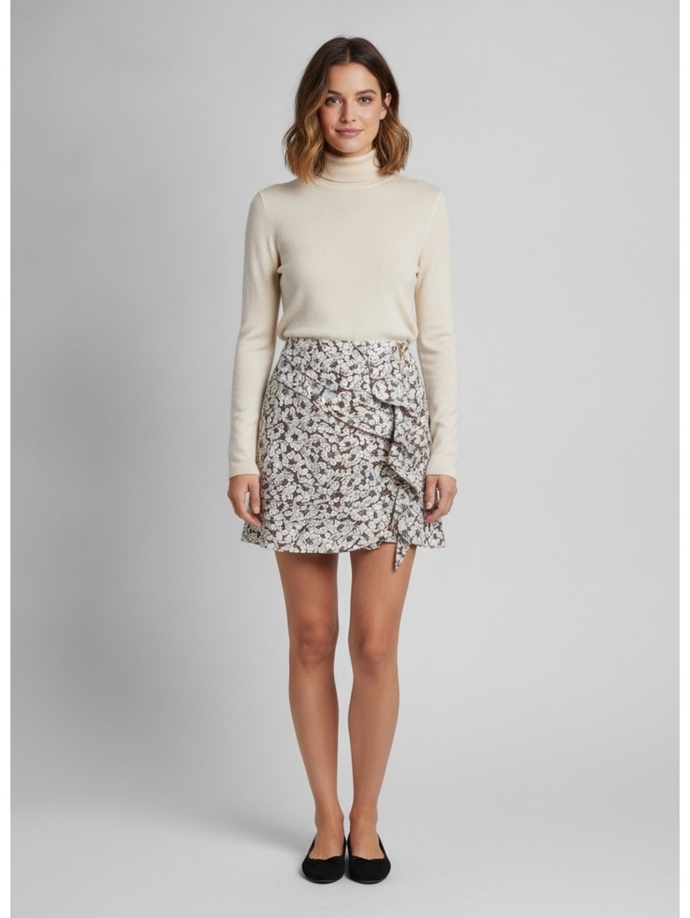 NWT Anthropologie Leifsdottir Floral Silk Tiered Ruffle Zip Mini Skirt 0
